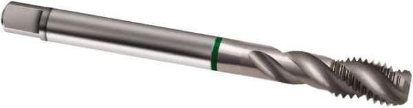 Guhring - M12x1.25 Metric Fine 3 Flute 6H Modified Bottoming Spiral Flute Tap - Cobalt, Bright Finish, 100mm OAL, Right Hand Flute, Right Hand Thread, D4/D5, Series 2424 - Apex Tool & Supply