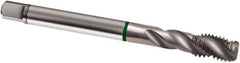 Guhring - M12x1.25 Metric Fine 3 Flute 6H Modified Bottoming Spiral Flute Tap - Cobalt, Bright Finish, 100mm OAL, Right Hand Flute, Right Hand Thread, D4/D5, Series 2424 - Apex Tool & Supply