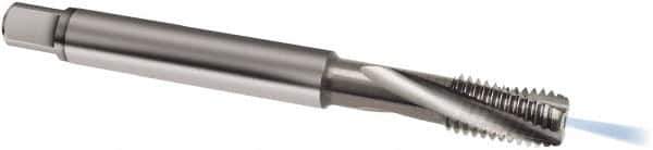 Guhring - M10x1.00 Metric Fine 3 Flute 6H Modified Bottoming Spiral Flute Tap - Solid Carbide, Bright Finish, 90mm OAL, Right Hand Flute, Right Hand Thread, D4/D5, Series 977 - Apex Tool & Supply