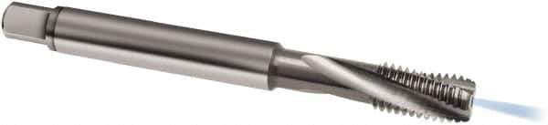 Guhring - M4x0.70 Metric 3 Flute 6H Modified Bottoming Spiral Flute Tap - Solid Carbide, Bright Finish, 63mm OAL, Right Hand Flute, Right Hand Thread, D3/D4, Series 971 - Apex Tool & Supply