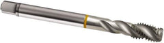Guhring - 1/4-28 UNF 3 Flute 2B Modified Bottoming Spiral Flute Tap - Cobalt, Bright Finish, 80mm OAL, Right Hand Flute, Right Hand Thread, H3/H4, Series 911 - Exact Industrial Supply