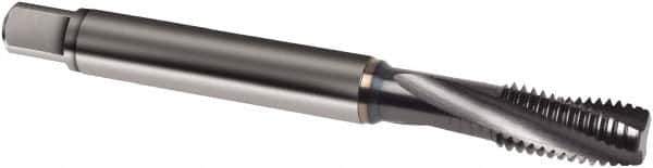 Guhring - 7/16-20 UNF 4 Flute 3BX Modified Bottoming Spiral Flute Tap - Powdered Metal, TiCN Finish, 100mm OAL, Right Hand Flute, Right Hand Thread, H4, Series 1064 - Apex Tool & Supply