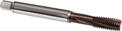 Guhring - 7/16-20 UNF 4 Flute 3BX Modified Bottoming Spiral Flute Tap - Powdered Metal, TiAlN Finish, 100mm OAL, Right Hand Flute, Right Hand Thread, H4, Series 1068 - Apex Tool & Supply