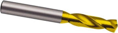 Guhring - 13/32" 140° Spiral Flute Solid Carbide Screw Machine Drill Bit - TiN Finish, Right Hand Cut, 43mm Flute Length, 89mm OAL, SU Point, Straight Shank - Apex Tool & Supply