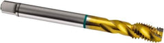 Guhring - 5/8-18 UNF 4 Flute 2B Modified Bottoming Spiral Flute Tap - Cobalt, TiN Finish, 100mm OAL, Right Hand Flute, Right Hand Thread, H4/H5, Series 1838 - Apex Tool & Supply