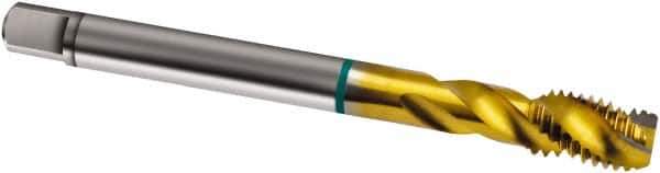 Guhring - 1-12 UNF 4 Flute 2B Modified Bottoming Spiral Flute Tap - Cobalt, TiN Finish, 140mm OAL, Right Hand Flute, Right Hand Thread, H6/H7, Series 1838 - Apex Tool & Supply