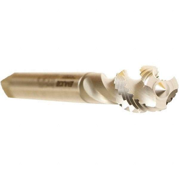 Emuge - M12x1.50 Metric Fine 4 Flute 6H Modified Bottoming Spiral Flute Tap - Cobalt, Bright Finish, 100mm OAL, Left Hand Flute, Left Hand Thread, Series Enorm - Apex Tool & Supply