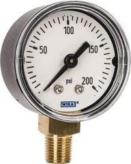 Wika - 1-1/2" Dial, 1/8 Thread, 0-200 Scale Range, Pressure Gauge - Lower Connection Mount, Accurate to 3-2-3% of Scale - Apex Tool & Supply