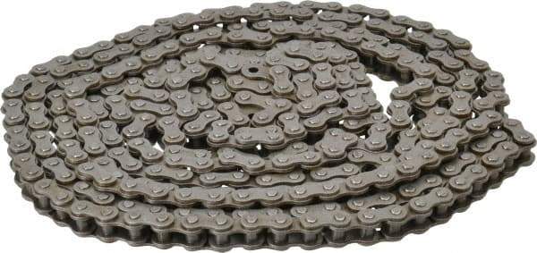 Browning - 3/8" Pitch, ANSI 35, Single Strand Roller Chain - Chain No. 35, 10 Ft. Long, 1/5" Roller Diam, 3/16" Roller Width - Apex Tool & Supply