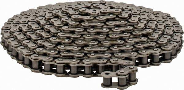 Browning - 1/2" Pitch, ANSI 40, Single Strand Roller Chain - Chain No. 40, 10 Ft. Long, 5/16" Roller Diam, 5/16" Roller Width - Apex Tool & Supply