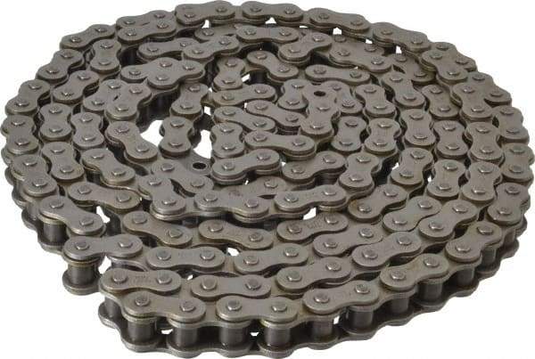 Browning - 5/8" Pitch, ANSI 50, Single Strand Roller Chain - Chain No. 50, 10 Ft. Long, 0.4" Roller Diam, 3/8" Roller Width - Apex Tool & Supply