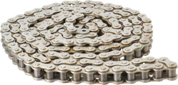 Browning - 3/4" Pitch, ANSI 60, Single Strand Roller Chain - Chain No. 60, 10 Ft. Long, 15/32" Roller Diam, 1/2" Roller Width - Apex Tool & Supply