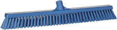 Vikan - 24" Combo Duty Polyester Push Broom - 2" Bristle Length, Plastic Block, European Threaded Handle Connection - Apex Tool & Supply