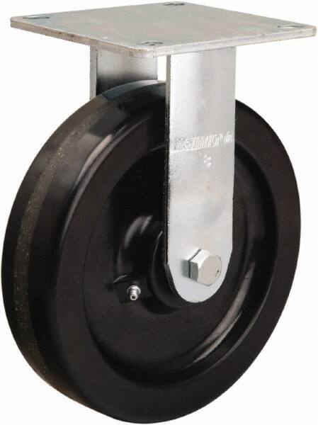 Hamilton - 8" Diam x 2" Wide x 9-1/2" OAH Top Plate Mount Rigid Caster - Phenolic, 900 Lb Capacity, Straight Roller Bearing, 5 x 5-1/2" Plate - Apex Tool & Supply