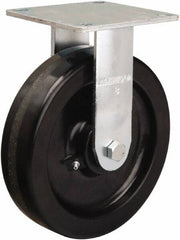 Hamilton - 8" Diam x 2" Wide x 9-1/2" OAH Top Plate Mount Rigid Caster - Phenolic, 900 Lb Capacity, Straight Roller Bearing, 5 x 5-1/2" Plate - Apex Tool & Supply