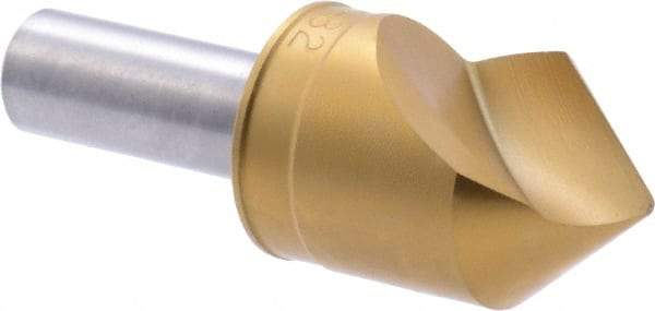 M.A. Ford - 1" Head Diam, 1/2" Shank Diam, 1 Flute 82° High Speed Steel Countersink - TiN Finish, 2-3/4" OAL - Apex Tool & Supply