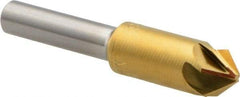 M.A. Ford - 3/8" Head Diam, 1/4" Shank Diam, 6 Flute 82° High Speed Steel Countersink - TiN Finish, 2" OAL - Apex Tool & Supply