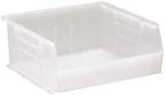Quantum Storage - 50 Lb. Load Capacity, 10-7/8" Deep, Clear Polypropylene Hopper Stacking Bin - 5" High x 11" Wide x 10-7/8" Long - Apex Tool & Supply