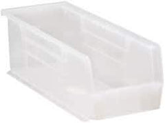 Quantum Storage - 50 Lb. Load Capacity, 14-3/4" Deep, Clear Polypropylene Hopper Stacking Bin - 5" High x 5-1/2" Wide x 14-3/4" Long - Apex Tool & Supply