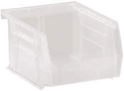 Quantum Storage - 10 Lb. Load Capacity, 5-3/8" Deep, Clear Polypropylene Hopper Stacking Bin - 3" High x 4-1/8" Wide x 5-3/8" Long - Apex Tool & Supply