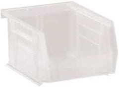 Quantum Storage - 10 Lb. Load Capacity, 5-3/8" Deep, Clear Polypropylene Hopper Stacking Bin - 3" High x 4-1/8" Wide x 5-3/8" Long - Apex Tool & Supply