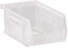 Quantum Storage - 10 Lb. Load Capacity, 7-3/8" Deep, Clear Polypropylene Hopper Stacking Bin - 3" High x 4-1/8" Wide x 7-3/8" Long - Apex Tool & Supply