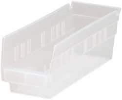 Quantum Storage - 30 Lb. Load Capacity, 11-5/8" Deep, Clear Polypropylene Hopper Shelf Bin - 4" High x 4-1/8" Wide x 11-5/8" Long - Apex Tool & Supply