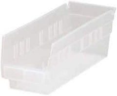 Quantum Storage - 30 Lb. Load Capacity, 11-5/8" Deep, Clear Polypropylene Hopper Shelf Bin - 4" High x 4-1/8" Wide x 11-5/8" Long - Apex Tool & Supply