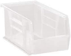 Quantum Storage - 30 Lb. Load Capacity, 10-7/8" Deep, Clear Polypropylene Hopper Stacking Bin - 5" High x 5-1/2" Wide x 10-7/8" Long - Apex Tool & Supply