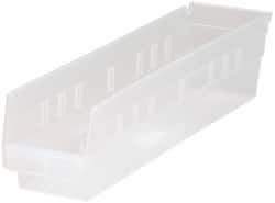 Quantum Storage - 40 Lb. Load Capacity, 17-7/8" Deep, Clear Polypropylene Hopper Shelf Bin - 4" High x 4-1/8" Wide x 17-7/8" Long - Apex Tool & Supply