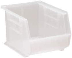 Quantum Storage - 50 Lb. Load Capacity, 10-3/4" Deep, Clear Polypropylene Hopper Stacking Bin - 7" High x 8-1/4" Wide x 10-3/4" Long - Apex Tool & Supply