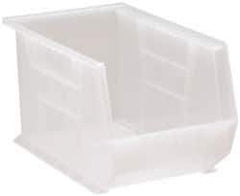 Quantum Storage - 60 Lb. Load Capacity, 13-5/8" Deep, Clear Polypropylene Hopper Stacking Bin - 8" High x 8-1/4" Wide x 13-5/8" Long - Apex Tool & Supply