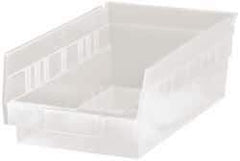Quantum Storage - 30 Lb. Load Capacity, 11-5/8" Deep, Clear Polypropylene Hopper Shelf Bin - 4" High x 6-5/8" Wide x 11-5/8" Long - Apex Tool & Supply