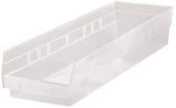 Quantum Storage - 50 Lb. Load Capacity, 23-5/8" Deep, Clear Polypropylene Hopper Shelf Bin - 4" High x 6-5/8" Wide x 23-5/8" Long - Apex Tool & Supply