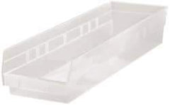 Quantum Storage - 50 Lb. Load Capacity, 23-5/8" Deep, Clear Polypropylene Hopper Shelf Bin - 4" High x 6-5/8" Wide x 23-5/8" Long - Apex Tool & Supply
