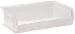 Quantum Storage - 60 Lb. Load Capacity, 10-7/8" Deep, Clear Polypropylene Hopper Stacking Bin - 5" High x 16-1/2" Wide x 10-7/8" Long - Apex Tool & Supply