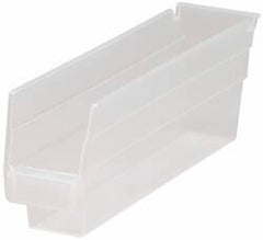 Quantum Storage - 30 Lb. Load Capacity, 11-5/8" Deep, Clear Polypropylene Hopper Shelf Bin - 4" High x 2-3/4" Wide x 11-5/8" Long - Apex Tool & Supply