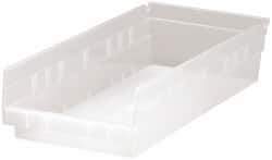 Quantum Storage - 40 Lb. Load Capacity, 17-7/8" Deep, Clear Polypropylene Hopper Shelf Bin - 4" High x 8-3/8" Wide x 17-7/8" Long - Apex Tool & Supply