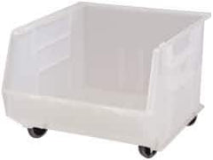 Quantum Storage - 100 Lb. Load Capacity, 18" Deep, Clear Polypropylene Hopper Stacking Bin - 11" High x 16-1/2" Wide x 18" Long - Apex Tool & Supply