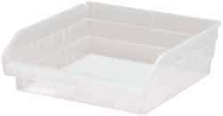Quantum Storage - 30 Lb. Load Capacity, 11-5/8" Deep, Clear Polypropylene Hopper Shelf Bin - 4" High x 11-1/8" Wide x 11-5/8" Long - Apex Tool & Supply