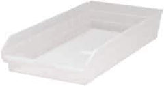 Quantum Storage - 50 Lb. Load Capacity, 23-5/8" Deep, Clear Polypropylene Hopper Shelf Bin - 4" High x 11-1/8" Wide x 23-5/8" Long - Apex Tool & Supply