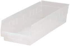 Quantum Storage - 40 Lb. Load Capacity, 17-7/8" Deep, Clear Polypropylene Hopper Shelf Bin - 4" High x 6-5/8" Wide x 17-7/8" Long - Apex Tool & Supply