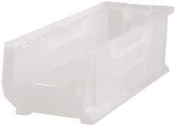 Quantum Storage - 125 Lb. Load Capacity, 23-7/8" Deep, Clear Polypropylene Hopper Stacking Bin - 7" High x 8-1/4" Wide x 23-7/8" Long - Apex Tool & Supply