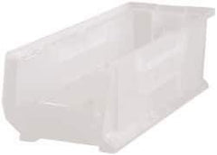 Quantum Storage - 125 Lb. Load Capacity, 23-7/8" Deep, Clear Polypropylene Hopper Stacking Bin - 7" High x 8-1/4" Wide x 23-7/8" Long - Apex Tool & Supply