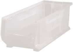 Quantum Storage - 125 Lb. Load Capacity, 23-7/8" Deep, Clear Polypropylene Hopper Stacking Bin - 9" High x 8-1/4" Wide x 23-7/8" Long - Apex Tool & Supply