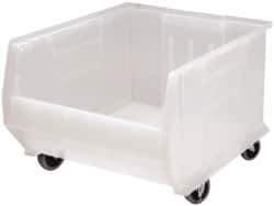 Quantum Storage - 125 Lb. Load Capacity, 23-7/8" Deep, Clear Polypropylene Hopper Stacking Bin - 12" High x 18-1/4" Wide x 23-7/8" Long - Apex Tool & Supply