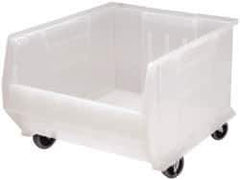 Quantum Storage - 125 Lb. Load Capacity, 23-7/8" Deep, Clear Polypropylene Hopper Stacking Bin - 11" High x 16-1/2" Wide x 23-7/8" Long - Apex Tool & Supply