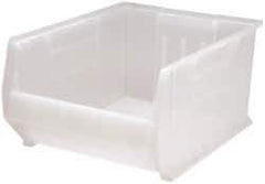 Quantum Storage - 125 Lb. Load Capacity, 23-7/8" Deep, Clear Polypropylene Hopper Stacking Bin - 12" High x 18-1/4" Wide x 23-7/8" Long - Apex Tool & Supply