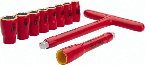 Wiha - 10 Piece 3/8" Drive Socket Set - 12 Points, 8mm to 19mm Range, Metric Measurement Standard - Apex Tool & Supply