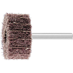 PFERD - 1-1/2" Diam x 3/4" Face Width, Aluminum Oxide Nonwoven Mounted Flap Wheel - 1/4" Shank Mount, 100 Grit, 15,000 Max RPM - Apex Tool & Supply